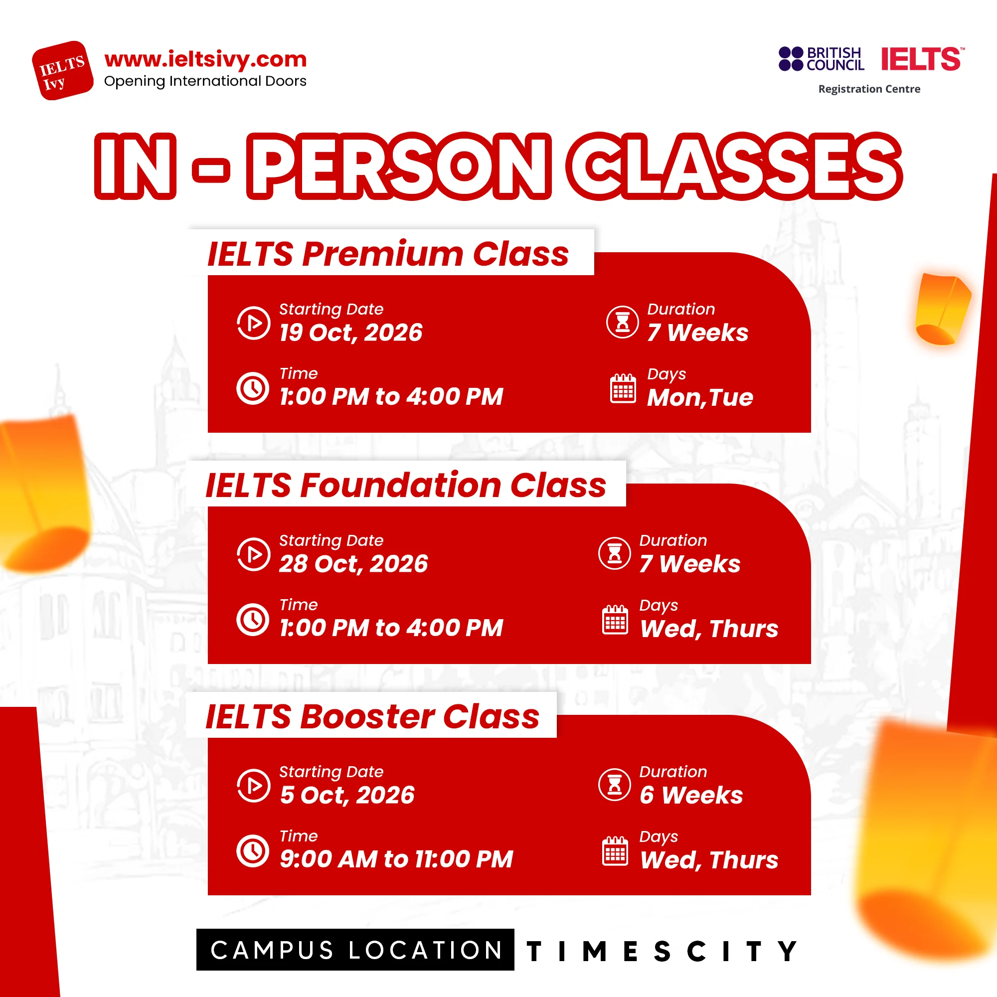 October In-Person Classes — Schedule 3