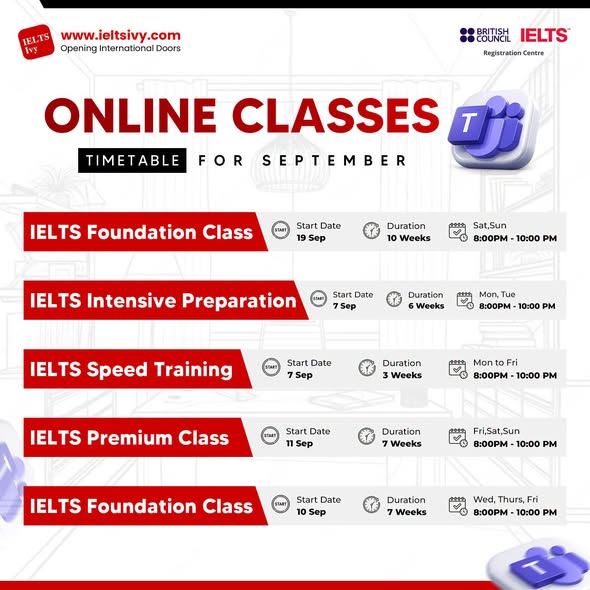 September Online Classes — Schedule 9