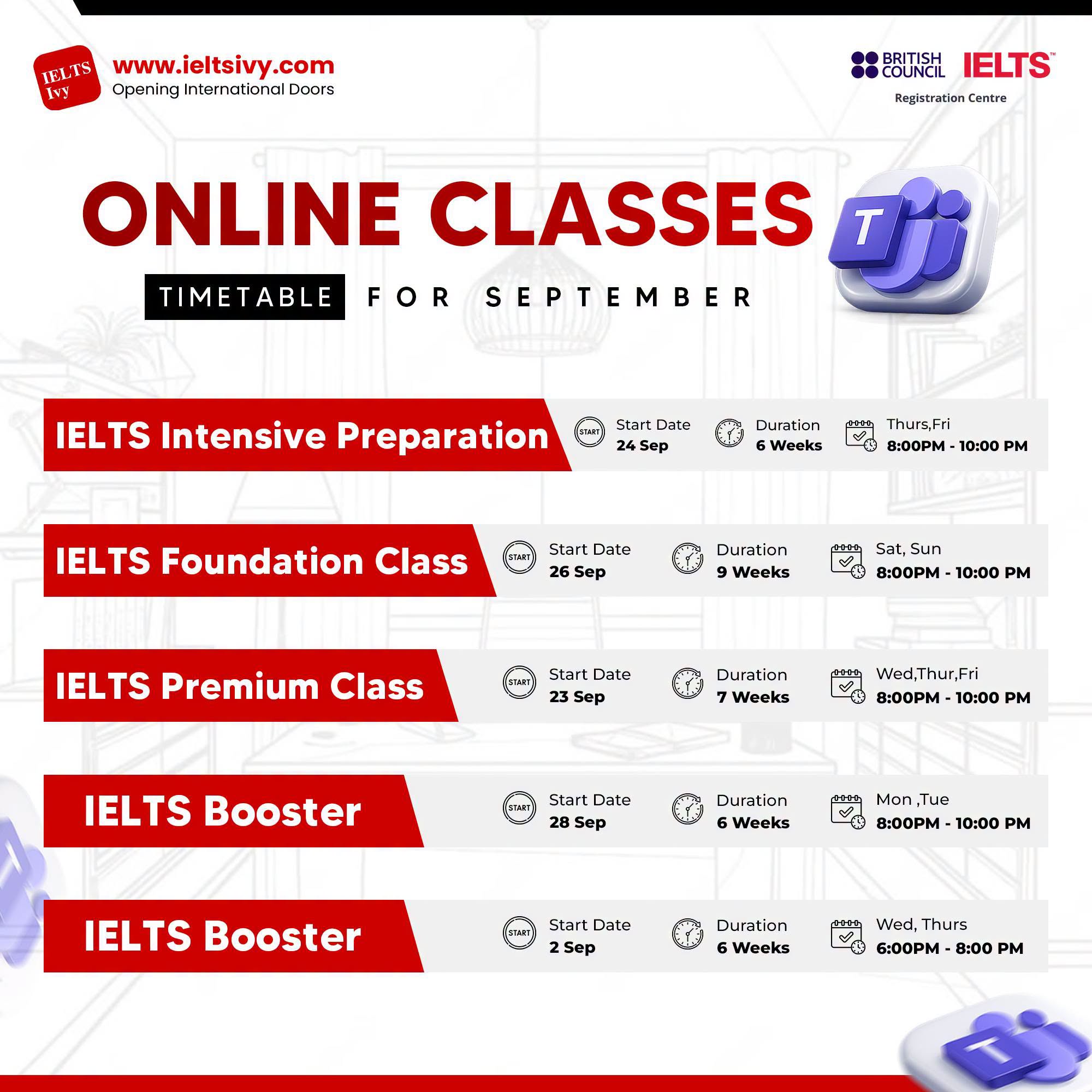 September Online Classes — Schedule 10
